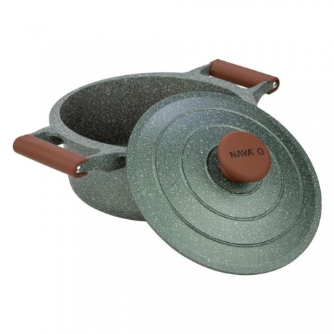 Nava 10 255-033 Ωmega tapadásmentes öntött alumínium lábas fedővel kőbevonattal 28 cm