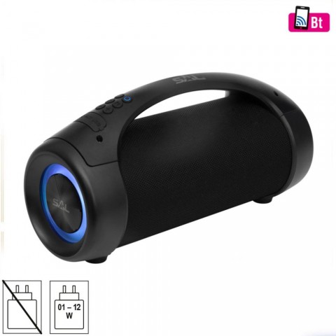 SAL BT 5000 hordozható bluetooth kihangosító 2 x 25 W sztereó boombox FM rádió USB microSD beépített mikrofon RGB LED ~30 óra üzemidő