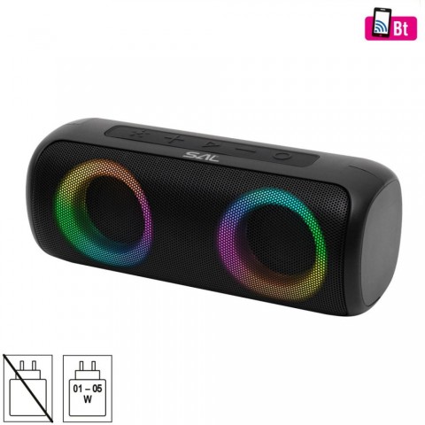 SAL BT2000 boombox 2x10W MP3 zenelejátszó Bluetooth mélysugárzó basszus RGB LED fényjáték beépített akkumulátor IPX5