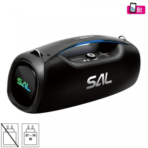 SAL BT9000 hordozható boombox vezeték nélküli hangszóró 100 W IPX5 BT TWS AUX USB/microSD Soft Touch gombok ~10 h üzemidő USB C töltőkábel