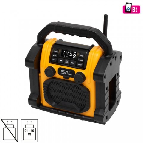 SAL BTWORKPRO munka és szabadidő hangszóró multimédia lejátszó Bluetooth LED lámpa power bank IP55 ütésálló