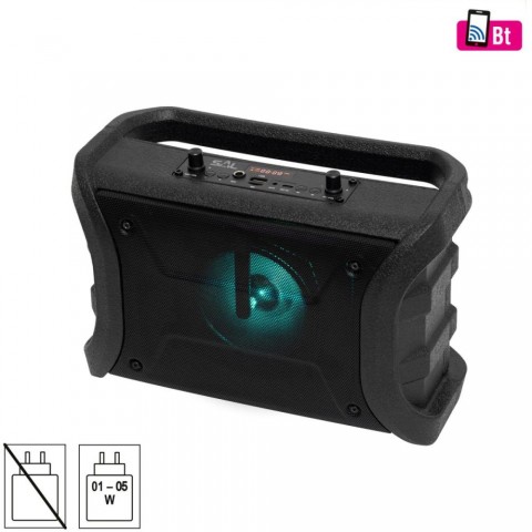 SAL BTWORKY munka és szabadidő hangszóró 8 W FM rádió BT TWS USB/microSD AUX RGB LED USB C töltőkábel ~20 h üzemidő