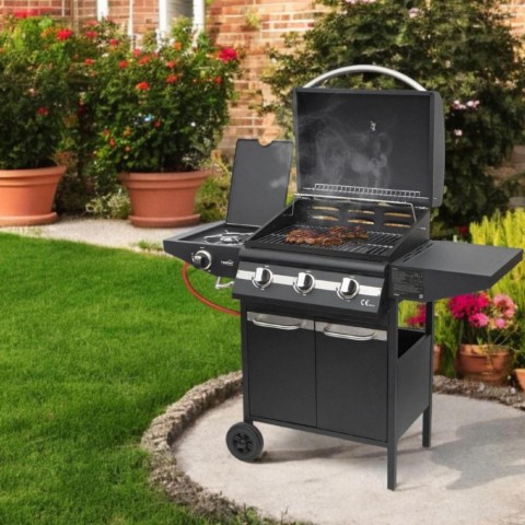 Home GRG01 gázgrill 3 főégővel 1 oldalégővel 3,2 kW teljesítmény égőnként nyomásszabályozó készlettel