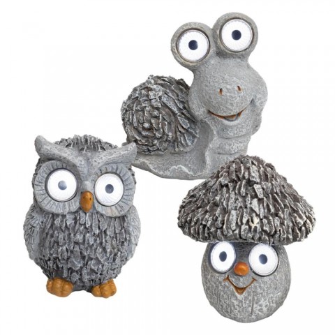 Home MX 639 napelemes kerti lámpa gomba / bagoly / csiga 2 db fehér LED automatikus akkumulátoros