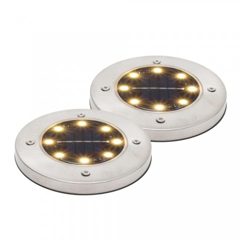 Home MX626WW napelemes kerti lámpa 2 db os szett 8 db melegfehér LED akkumulátor acél és műanyag