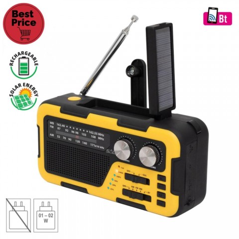 SAL RPH 2 multifunkciós napelemes rádió hibrid töltés 3 sávos AM FM-SW rádió BT ~40 óra üzemidő