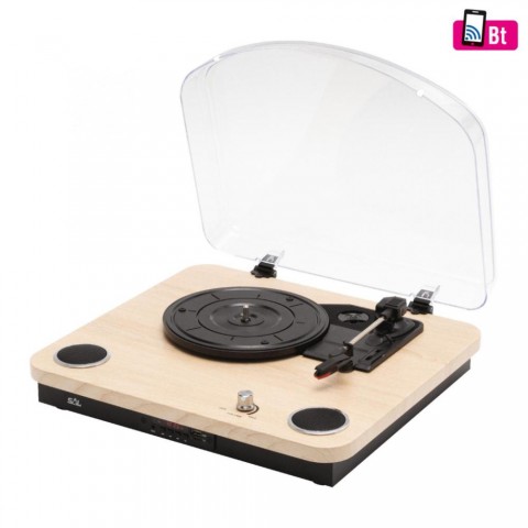 SAL RRT 12B lemezlejátszó multimédia lejátszó 3 féle fordulatszám kerámia hangszedő BT FM rádió AUX USB/MicroSD EQ