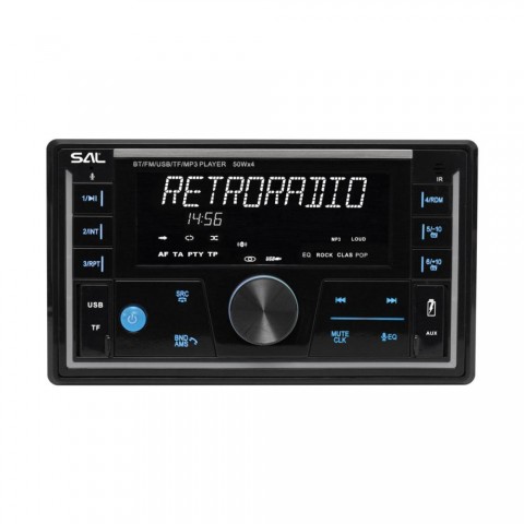 SAL VB5500 SMART autórádió 4x50W 2xDIN FM RDS USB microSD MP3 lejátszó dupla USB aljzat telefontöltő kiválasztható RGB gomb világítás telefonról is vezérelhető okos autórádió