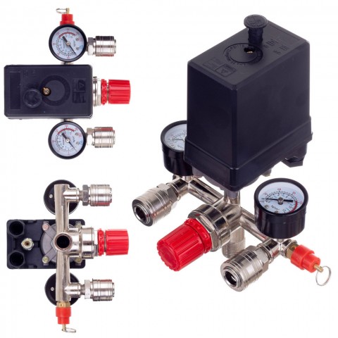 Technic PL 400 Nyomáskapcsoló nyomásszabályzóval és 2 db nyomásmérővel 400V 1/2" 