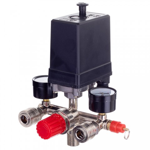 Technic PL 400 Nyomáskapcsoló nyomásszabályzóval és 2 db nyomásmérővel 400V 1/2" 