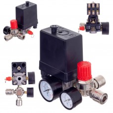 Technic PL400 2 Nyomáskapcsoló kompresszorokhoz nyomásszabályozóval és 2 db mérőórával 400V 1/4" 