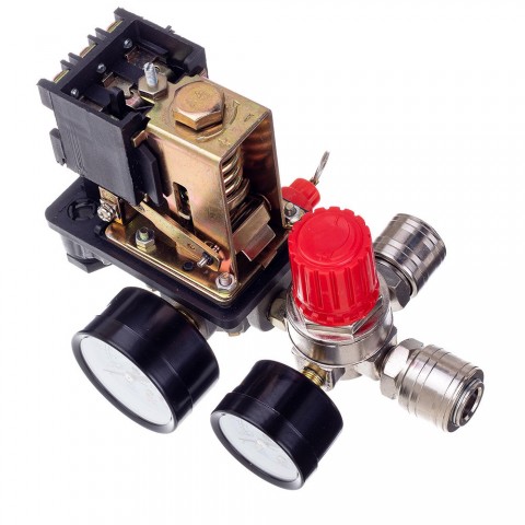 Technic PL400 2 Nyomáskapcsoló kompresszorokhoz nyomásszabályozóval és 2 db mérőórával 400V 1/4" Technic PL400 2 Nyomáskapcsoló kompresszorokhoz nyomásszabályozóval és 2 db mérőórával 400V 1/4"