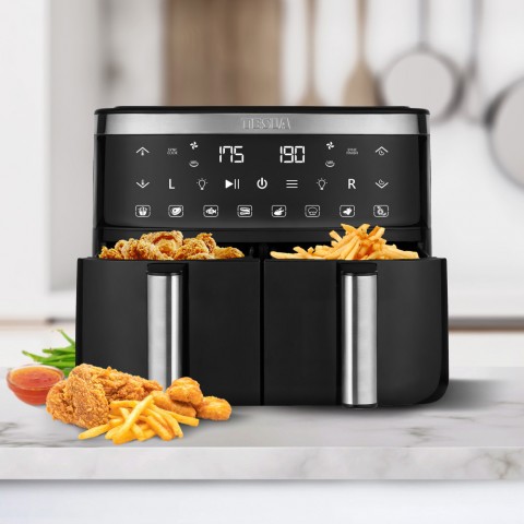 TESLA Aircook Q450 XXL DualZone digitális forró levegő sütő 7,6L