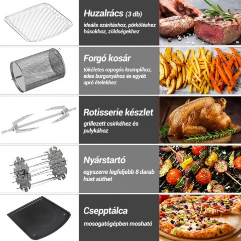 Amiko A80 forrólevegős sütő és grill WiFi 1700W 12 liter