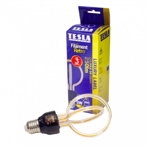 TESLA LED DESIGN FILAMENT izzó E27 5W 230V 250lm 2300K 360°,clear lotus