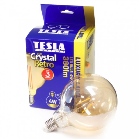 TESLA LED GLOBE G125 VINTAGE izzó E27 4W 230V 380lm 2400K 360° borostyán