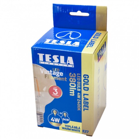 TESLA LED GLOBE G80 VINTAGE izzó E27 4W 230V 380lm 2400K 360° borostyán