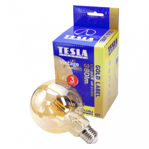 TESLA LED GLOBE G95 VINTAGE izzó E27 4W 230V 380lm 2400K 360° borostyán