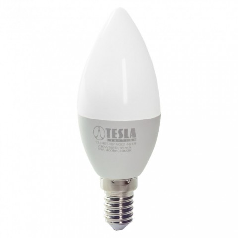 TESLA LED gyertyaizzó E14 5W 230V 400lm 3000K 180° 2 db-os szett