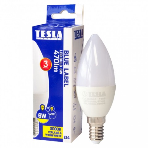 TESLA LED gyertyaizzó E14 6W 230V 470lm 3000K 180°