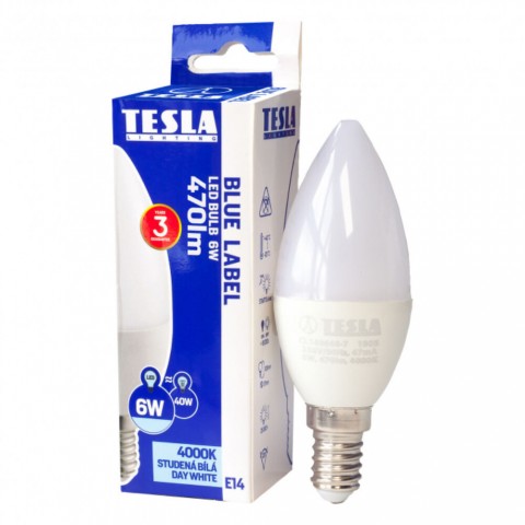 TESLA LED gyertyaizzó E14,6W 230V 470lm 4000K 180° TESLA LED gyertyaizzó E14,6W 230V 470lm 4000K 180°