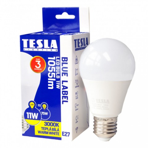 TESLA LED izzó E27 11W 230V 1055lm 3000K 220°