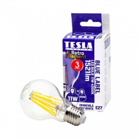 TESLA LED izzó E27 11W 230V 1521lm 2700K meleg fehér 360° clear