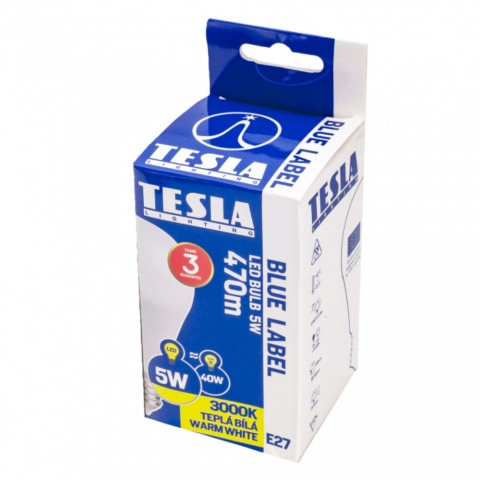 TESLA LED izzó E27 5W 230V 470lm 25 000hrs 3000K 220°