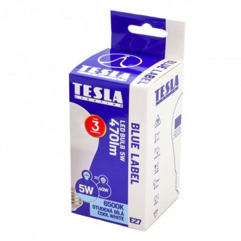 TESLA LED izzó E27 5W 230V 470lm 6500K 220°