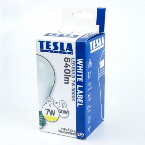 TESLA LED izzó E27 7W 230V 640lm 3000K 220°