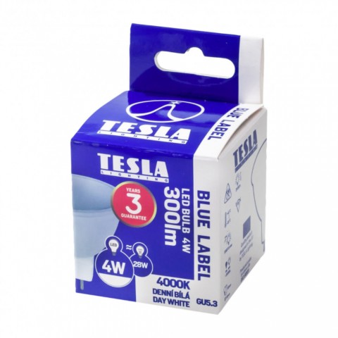 TESLA LED izzó MR16 4W 12V 350lm 4000K 100°