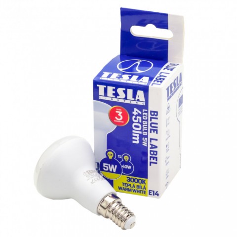 TESLA LED izzó R50 E14 5W 230V 450lm 3000K 180°