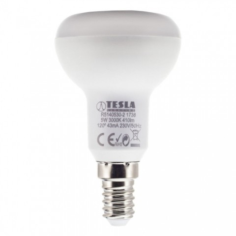 TESLA LED izzó R50 E14 5W 230V 450lm 3000K 180°