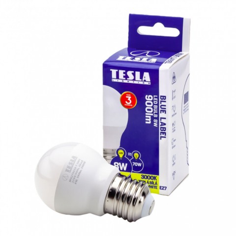 TESLA LED minigömb izzó E27 8W 230V 900lm 3000K 220°