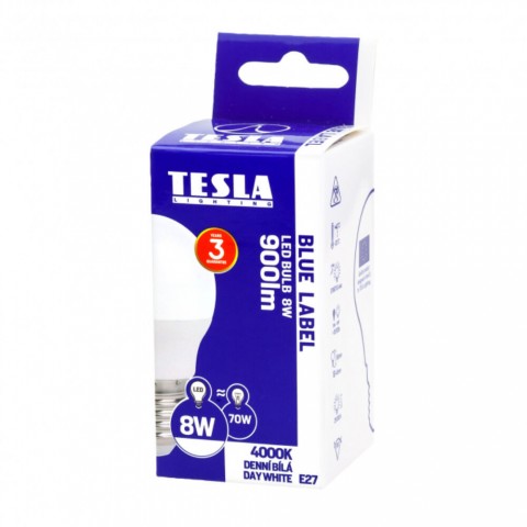 TESLA LED minigömb izzó E27 8W 230V 900lm 4000K 220°