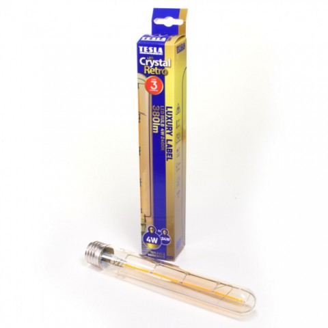 TESLA LED VINTAGE cső E27 4W 230V 380lm 2400K 360° borostyán