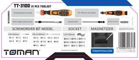 TOMANTOOLS TOMAN TT 3100 Precíziós javítószerszám készlet 31 db-os