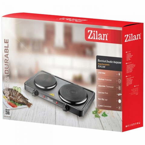 Zilan ZLN2181 (ZLN2180/BK) Elektromos tűzhely 2 lapos 15,5/18,5 cm 2500 W fekete