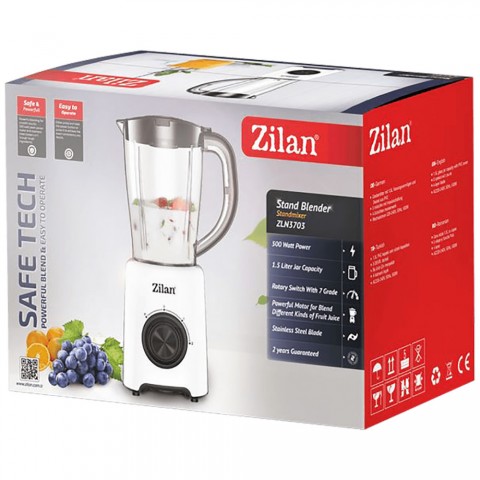 Zilan ZLN3703 Turmixgép 1,5L - 2 sebesség - Pulse funkció - 500W - fehér