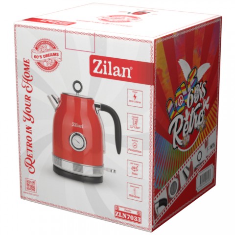Zilan ZLN7033 Retro vízforraló 2200W - piros