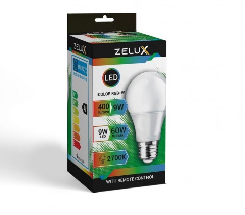 Zelux Led RGB A60 9W E27 Okos izzó távirányítóval 