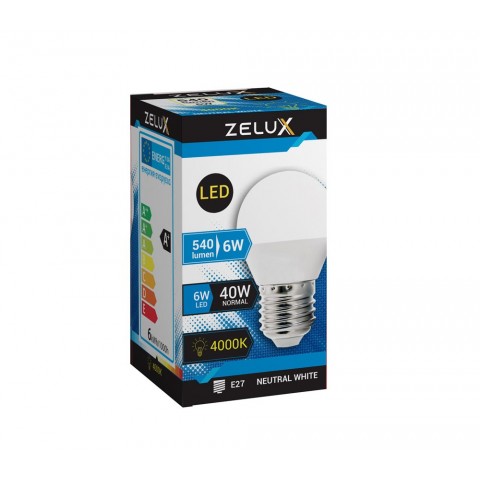 Zelux Led Mini Globe G45 6W E27 4000K Mini Gömb 