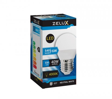Zelux Led Mini Globe G45 6W E27 4000K Mini Gömb 