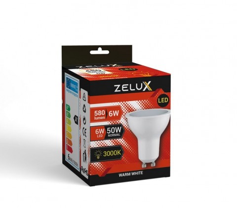 Zelux Led Spot Gu10 6W 3000K 