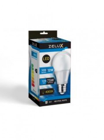 Zelux Led Globe A60 12W E27 4000K Gömb Izzó 