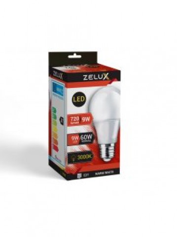 Zelux Led Globe A60 9W E27 3000K Gömb Izzó 
