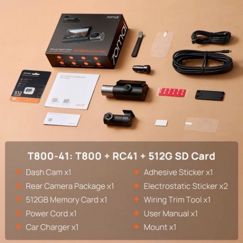 70mai Dash Cam 4K T800 Premium Set menetrögzítő kamera + hátsó kamera szett