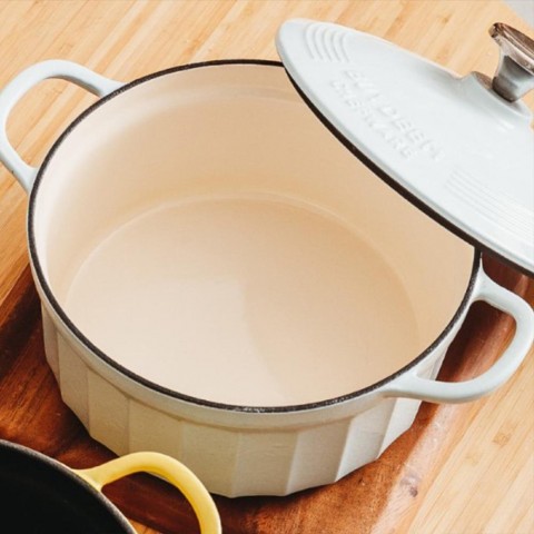 BUYDEEM CP521 AW öntöttvas lábas, 2,9 liter, zománcozott, fehér