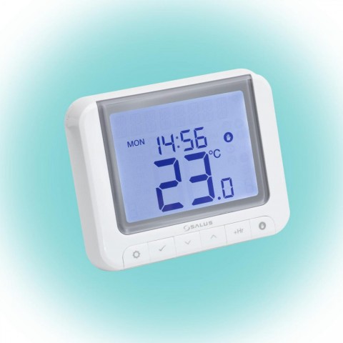 SALUS RT520 vezetékes szobatermosztát, Opentherm csatlakozó, kontaktus kimenet, LCD, PIN kód, szerviz figyelmeztető, 5 32,5 °C