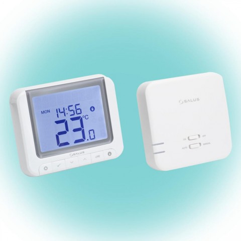 SALUS RT520RF vezeték nélküli szobatermosztát, Opentherm csatlakozó, kontaktus kimenet, LCD, PIN kód, szerviz figyelmeztető, 5 32,5 °C